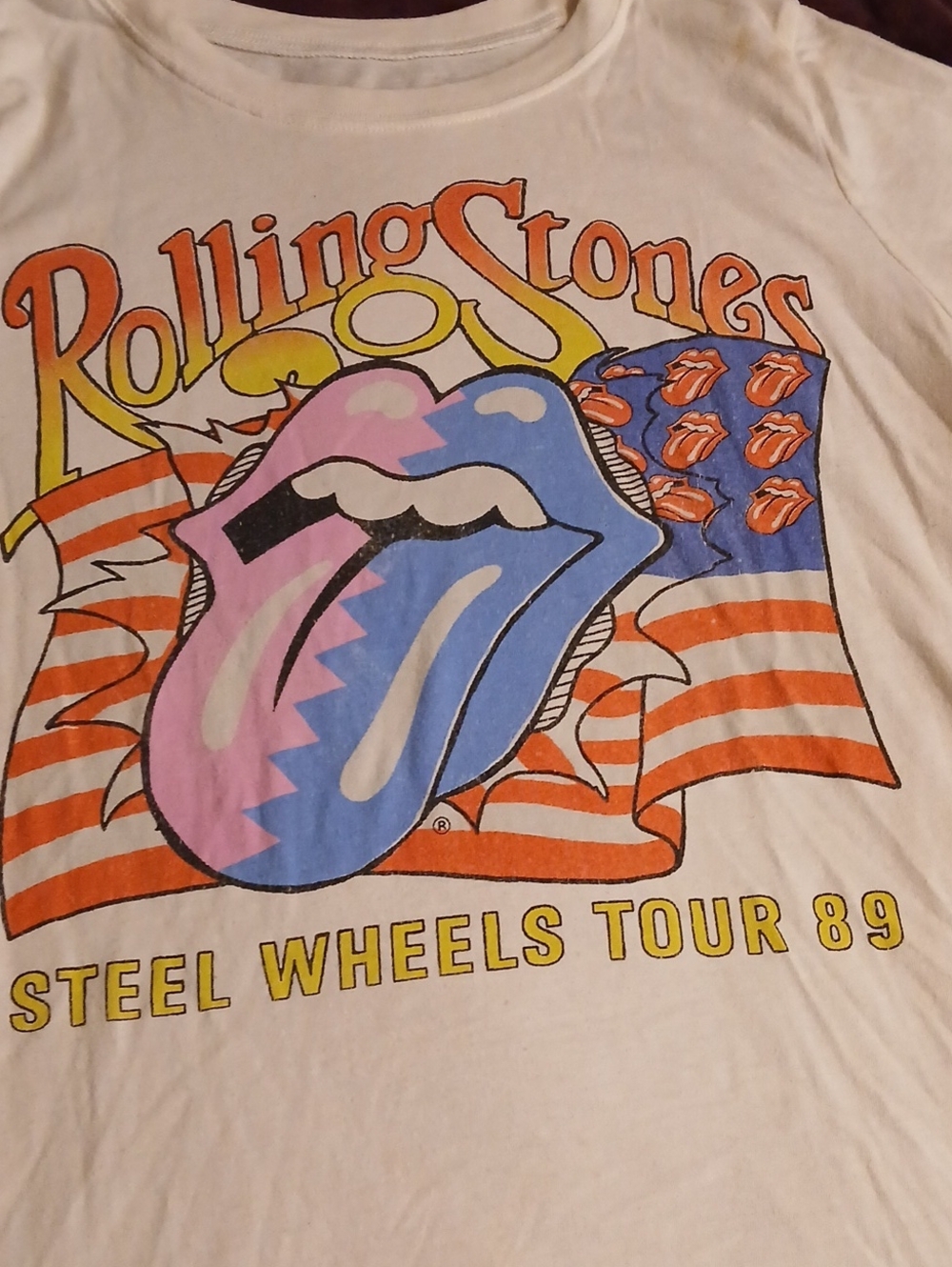 Rolling Stones Steel Wheels Tour 89 Graphic Tee - White
